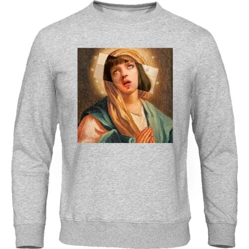 Mens Hoodie 2019 Spring Autumn New Hot Sale Hoody Funny Virgin Mary Print Sweatshirt Male Hoodies Casual Streetwear Pullovers