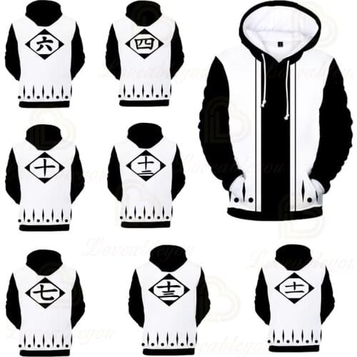 Anime Bleach Fashion 3D Color Printing Spring Autumn Hooded Sweatshirt Men Women Cosplay Hooded Hoodies