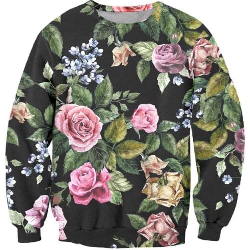 Pink Flowers Full 3D Print Sweatshirts Men/women High Street Hoodie 2018 Brand Harajuku Mens Pullover Black Streetwear Outwear