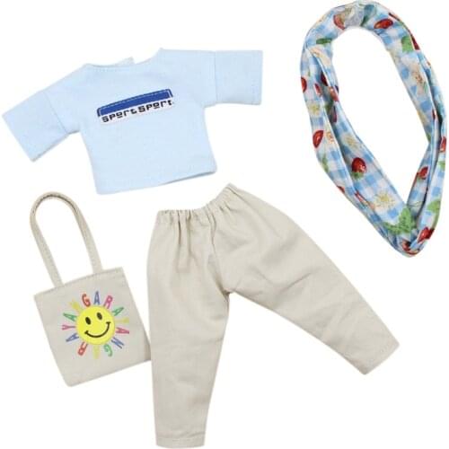 Outfit for Blyth 1/6 Doll oversize light blue shirt and pants with hairband handbag colthes girl ICY Licca Joint body gift