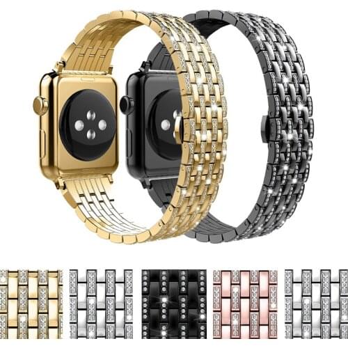 New Rhinestone luxury stainless steel Band for Apple Watch 38/40/ 42/44mm Strap Bracelet for iWatch Series 5 4 3 2 1 Watchband