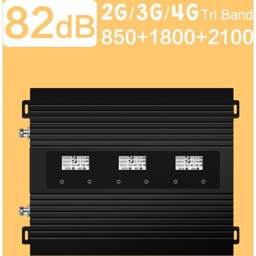 2019 New Amplifier 82dB Gain 850 1800 2100 Smart Amplifier UMTS B1 B3 B5 Cellphone Cellular Repeater 2G 3G 4G LTE Signal Booster