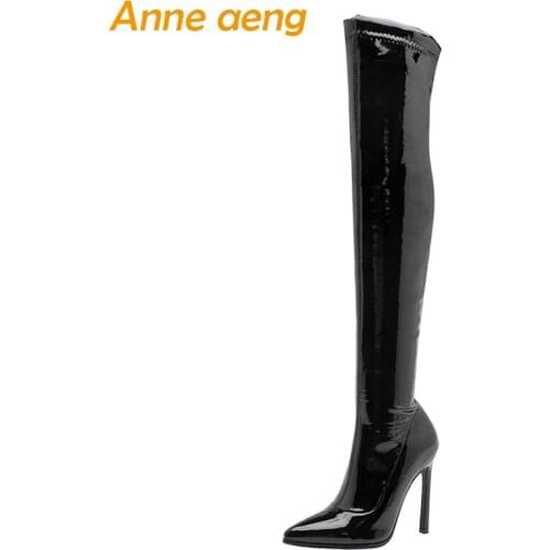 2019 New Winter Women Over-The-Knee Boots High Thin Heel Pointed Toe Sexy Ladies Women Shoes Black Pole Dancing Boots Big Size