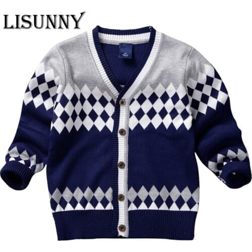2021 new Korean childrens clothing Autumn children cardigan sweater Kids cotton V-neck sweater boy warm sweater