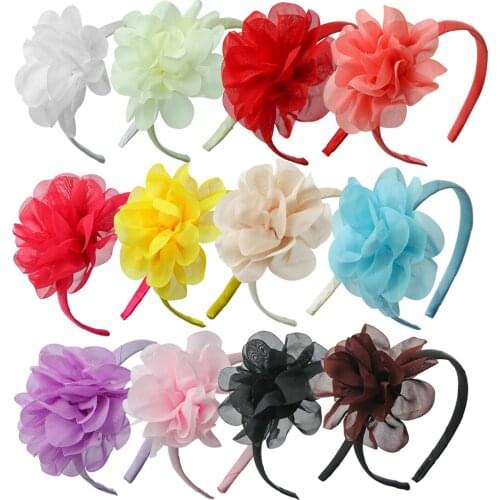 1 PC Girls Hairband Floral Hair Bands Lace Flower Solid Headbands 4.5Inch Big Bow Headhoop Children Lovely Cartoon Headwear