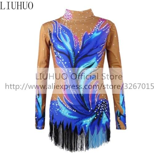 LIUHUO Figure Skating Dress Womens Girls' Ice Performance Rhythmic Gymnastics Competition Multicolor Leotard Dance Costume Kids
