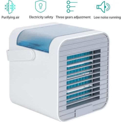 Summer Mini Portable Air Conditioner USB Desktop Air Cooler Fans Humidifier 3 Gear Adjustable Air Cooling Fan For Home Office
