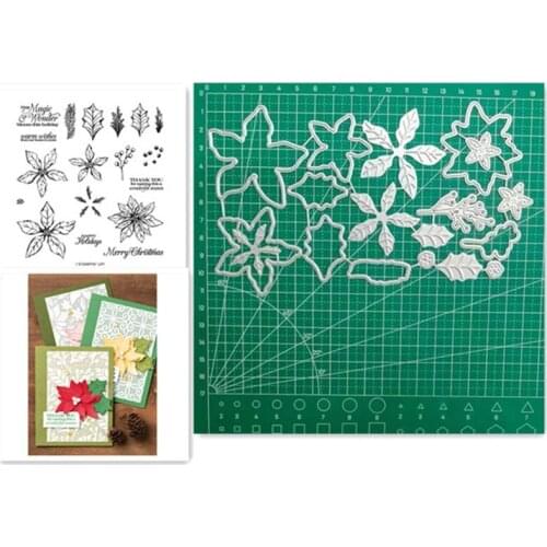 Poinsettia Metal Cutting Dies and Stamps Stencils For DIY Scrapbooking Photo Album Decor Die Cut Embossing Card Crafts Making