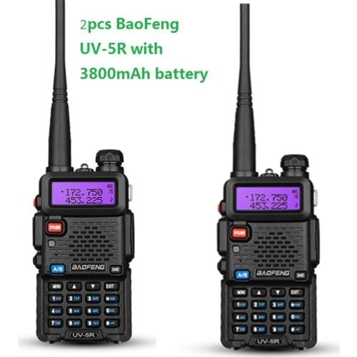 2pcs baofeng UV-5R 3800mAh battery dual band walkie talkie radio cb radio communicator UV5R portable two way radio