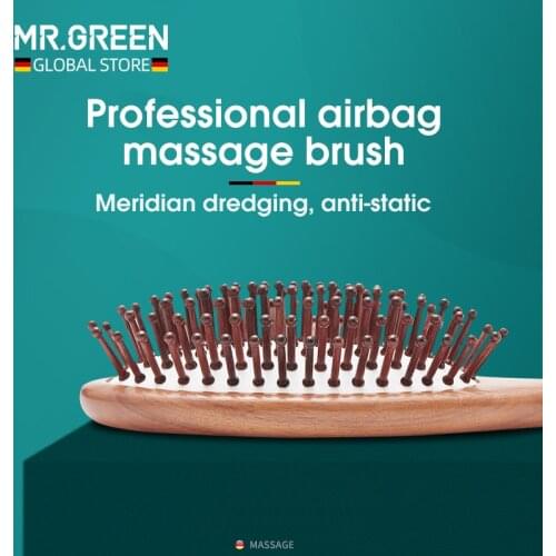 MR.GREEN Comb Brush Wood Square Hair Air Comb Spa Massage Antistatic Wooden Professional Hair Styling Comb Curls Wavy Hair Care
