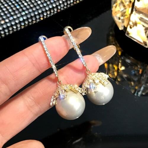 2021 New Design Pearl Irregular Pin Dangle Earrings For Woman Fashion Korean Jewelry Luxury Sexy Girls Party Wedding Earrings