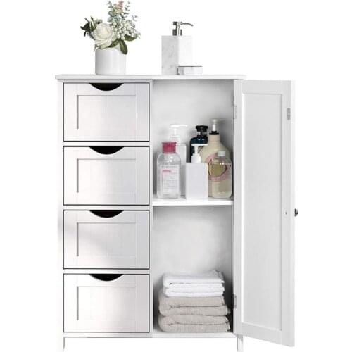 Bathroom Toilet Furniture Cabinet 4 Drawer Cabinet Single Door Bathroom Storage Cabinet Cupboard Shelf Cosmetic Storage Rack HWC