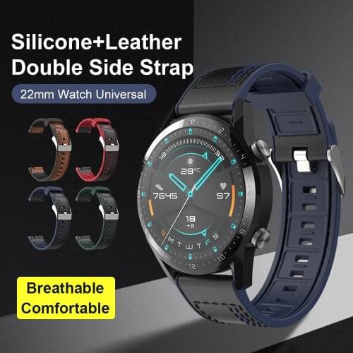 22mm Soft Leather with Silicone Watch Strap For Samsung Gear S3 Smart Watch Universal Watch Band For Samsung Galaxy Watch 46mm