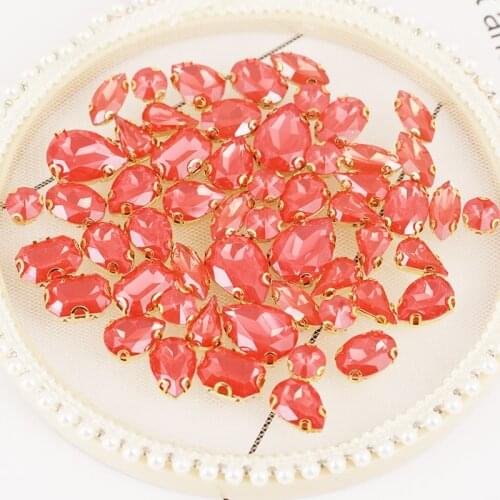 Mixed 50pcs Orange Opal Gold Claw Rhinestones With Holes Plastic Resin Sew-on Stones For Decoration Diy Dress Shoes Accessories