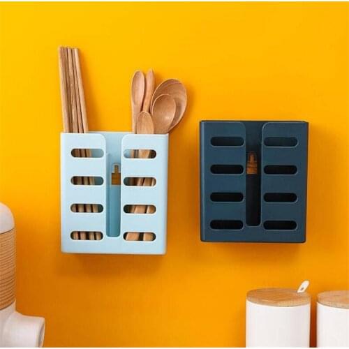 Home Chopsticks Cage Suction Cup Drain Rack Wall-mounted Kitchen Utensils Storage Organizer Fork Knife Spoon Holder Tableware