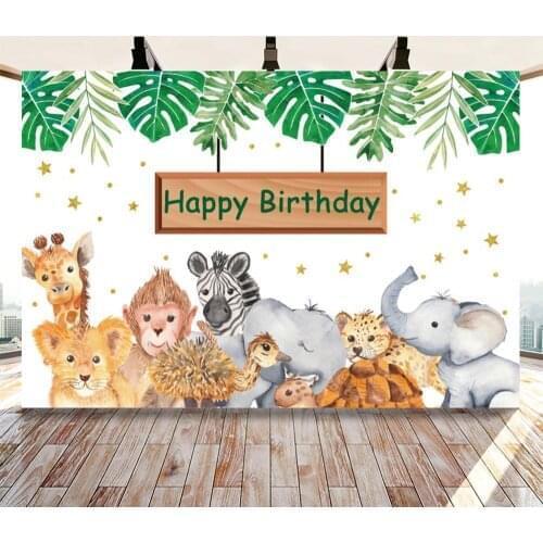 Tropical Jungle Forest Wild Animal Safari Party Newborn Baby Shower 1st Birthday Backdrop Vinyl Custom Photography Background