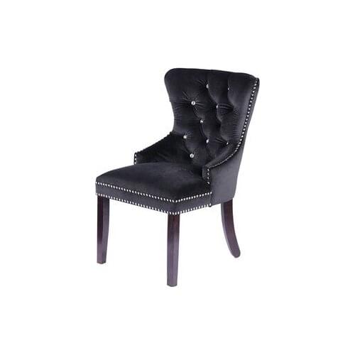 ChinaFurniture processing and production factory modern light luxury velvet dinner chair wooden foot