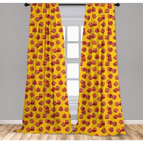 Yellow and Red Curtains Realistic Dice Gambling Geometric Cubes Betting Jackpot Window Treatments for Living Room Bedroom