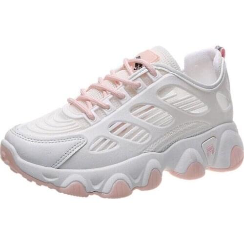 New womens sneakers fashion mesh leather stitching breathable thick-soled lightweight and comfortable casual shoes women