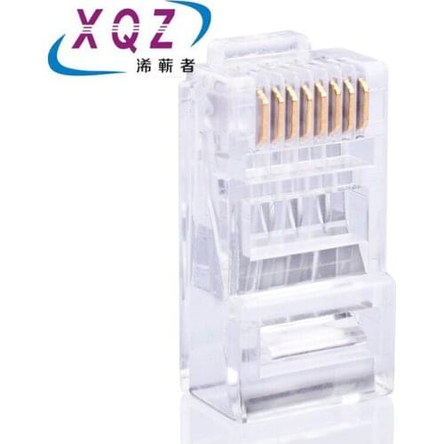 100pcs CAT5 RJ45 connector CAT5E ethernet cable plug UTP 8P8C gold plated network cable terminal plug crystal head