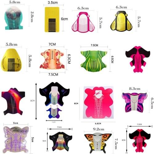 100pcs Nail Shapes Tools Nail Sculpting Extension Molds Stickers Nail Forms UV Gel Acrylic Nail Stickers Designer