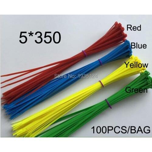 100pcs/bag Width 4.8MM 5mm*350mm Self-Locking Nylon Wire Cable Zip Ties Cable Ties White Black Organiser Fasten Cable