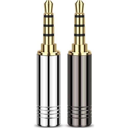 2pcs 3.5mm Audio Jack 4 Pole Stereo With Steps Earphone Plug Metal Adapter Bright Aluminum Shell HiFi Headphone Wire Connector