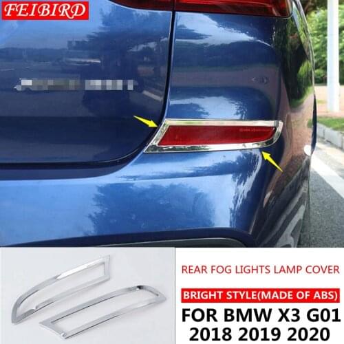 2PCS Bright style For BMW X3 G01 2018 ABS Auto Accessory Rear Fog Lights Lamp Protector Kit Cover Trim