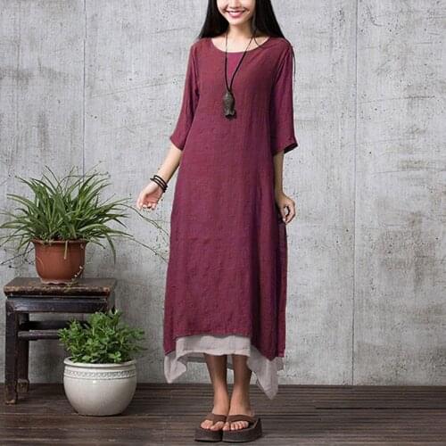 2020 Summer Plus Size 3XL 4XL 5XL Boho Long Dresses Women Retro Dress Split Irregular Hem Casual Loose Maxi Dress female Robe