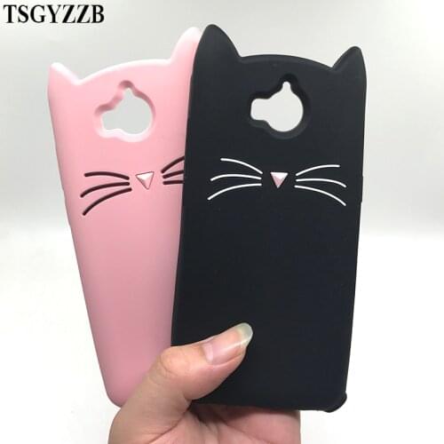 3D Cute Pink Black Beard Cat Case For Huawei Y5 II 2017 Y5 2018 Prime Y6 2019 P40 P30 P20 Lite P Smart Cartoon Cover Phone Bags