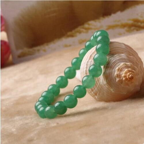Natural Green DONGLING Stone Round Bead Bracelet Single Lap Hand String Bracelet Bangles Beautiful Girl Womans Jewelry
