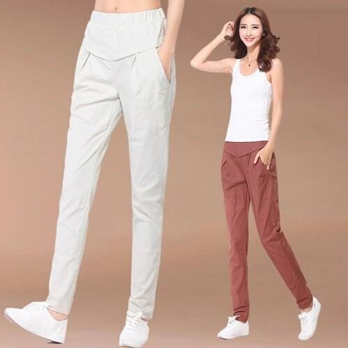 Ladies casual pants 95% cotton spring and summer was thin high waist trousers harem pants elastic waist thin section pants