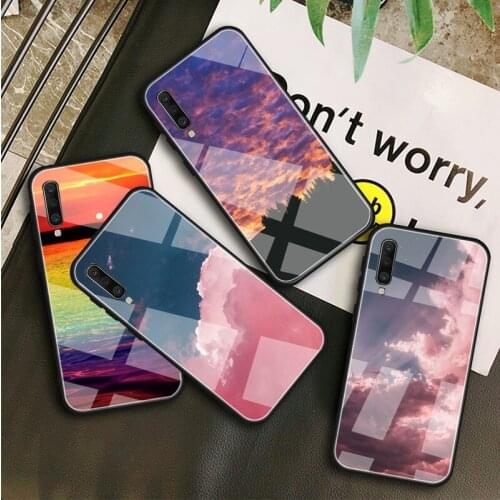 Sky colorful Tempered Glass Case For Samsung Galaxy A10S A10E A20S A20E A30S A40 A50S A60 A70 A80 A90 A6 A7 A8 Shell