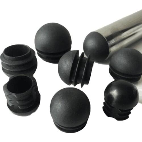 Black / White Domed Round Plastic Black Blanking End Caps Tube Pipe Inserts Plug 19 22 25 32mm