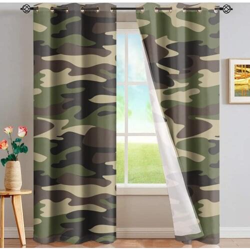 Camouflage Window Curtain Blackout Blinds Curtains Drapes Kids Curtain Panels with Grommets Window Treatment Curtains and Drapes