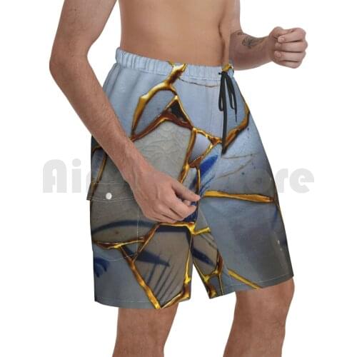Kintsugi Beach Shorts Men Beach Pants Swimwear Kintsugi Japanese Ceramics Japan