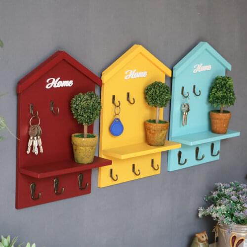 Creative Bedroom Decor Small House Key Box To Receive Quesphor Pendant Ornaments Wall Shelf Home Door Hook Wall Hang Decor