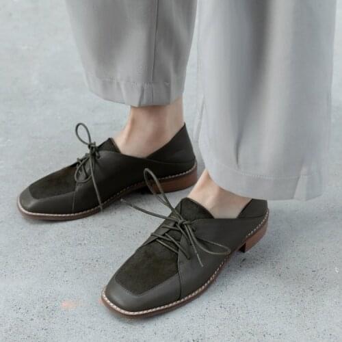 Women flats moccasins Shoes Leather Lace up Horsebit Loafers oxford shoes retro shoes formal work footwear size 33-40