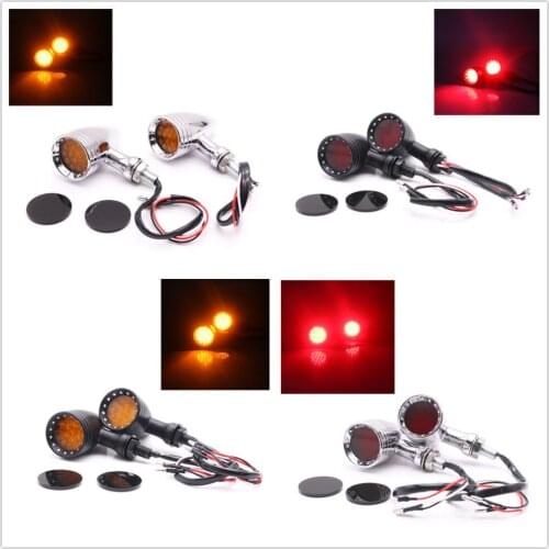 Motorcycle Chrome/Black Bullet Turn Signal Indicator Brake Light For Harley Sporster Softail Bobber Suzuki Hayabusa Yamaha 10mm