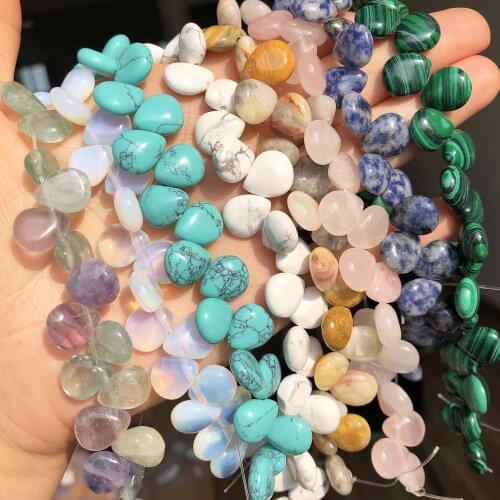 Natural Stone Water Drop Shape White Quartz Turquoises Tiger Eye Semifinished String Beads For Jewelry Making DIY Bracelet 7.5