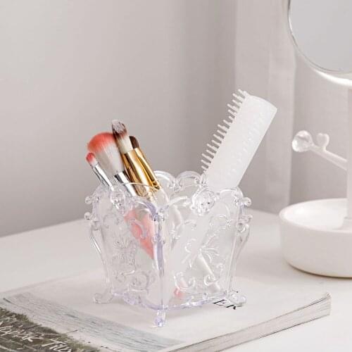 New Hot Makeup Brush Pen Holder Case Desktop Cosmetic Brush Storage Box Container Acrylic Makeup Organizer 4 Grid