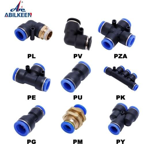 Pneumatic Fitting Pipe Connector Tube Air Quick Fittings Water Push In Hose Couping 4mm 6mm 8mm 10mm 12mm 14mm PU PG PY PK