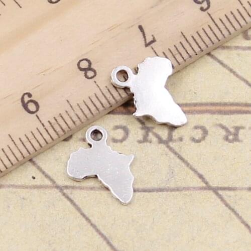 30pcs Charms Africa Continent Map 13x10mm Tibetan Silver Color Pendants Antique Jewelry Making DIY Handmade Craft