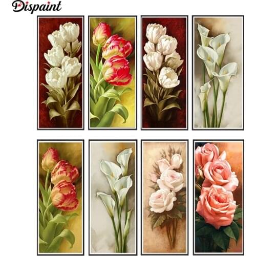 Dispaint Full Square/Round Drill 5D DIY Diamond Painting "Colored flower" 3D Embroidery Cross Stitch 3D Home Decor Gift