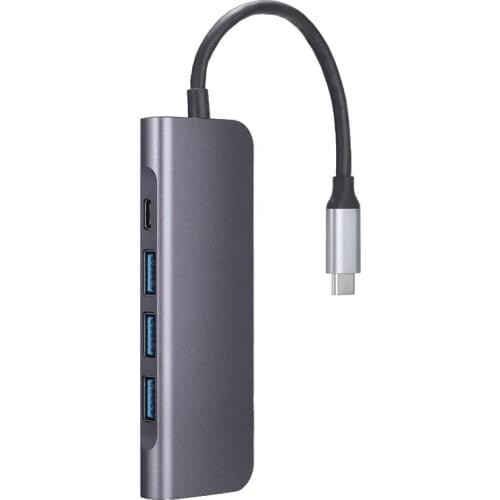 Pohiks 1pc Portable Durable 5 IN 1 Type-C Hub Adapter Aluminum Alloy Multi USB 3.0 Adapter Dock For Macbook Pro