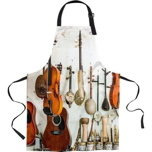 Various Musical Instruments On The Wall Kitchen Nail Shop Apron for Women Men Kids Aprons Dinner Cooking Baking Accessories