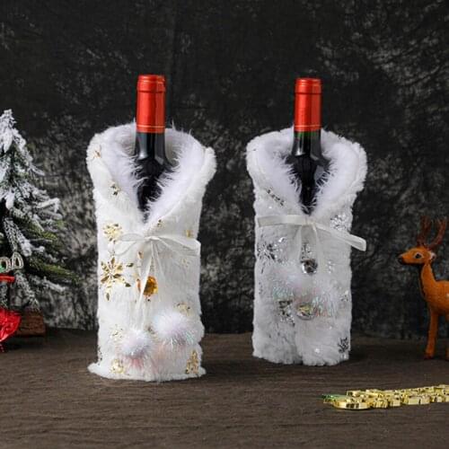 Christmas Wine Bottle Cover Bag Merry Christmas Table Decorations For Home Holiday Santa Claus Champagne Bottle Cover