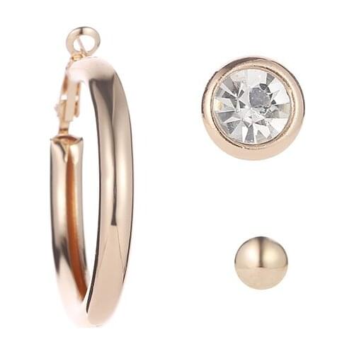 3 pcs / set Hoop Simple Starry Bling Crystal Circle Golden Silver Plated Stud Earrings For Women Jewelry Accessories