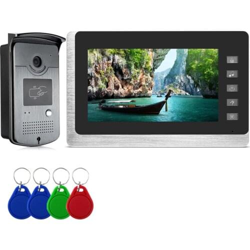 Network Cable Wired Home 7'' Color Video Phone Door Intercom RFID Camera with 1 Monitor door video intercom 500 User for villa