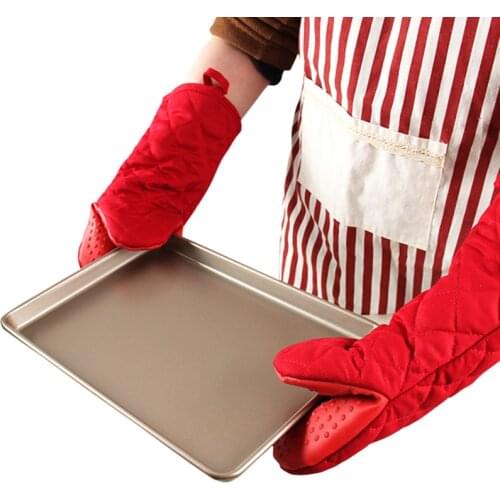 Kitchen silicone long thick gloves cooking heat resistant gloves grill oven microwave gloves